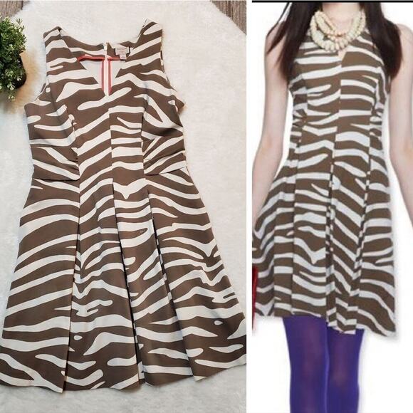 Banana Republic Dresses & Skirts - Banana Republic Issa London Collection, Tan and Cream Zebra Print Dress, Size 14